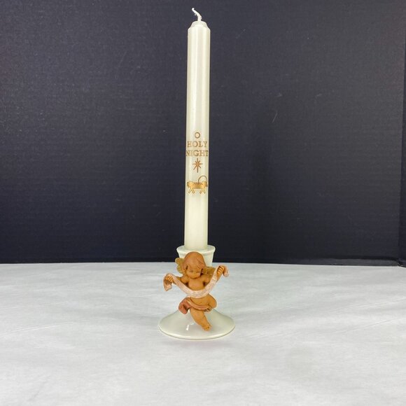 Vintage RR Roman O Holy Night Candlestick with Cherub Angel - Picture 2 of 10